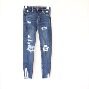 American Eagle Outfitters Ripped Blue Skinny Jeans (4 short)